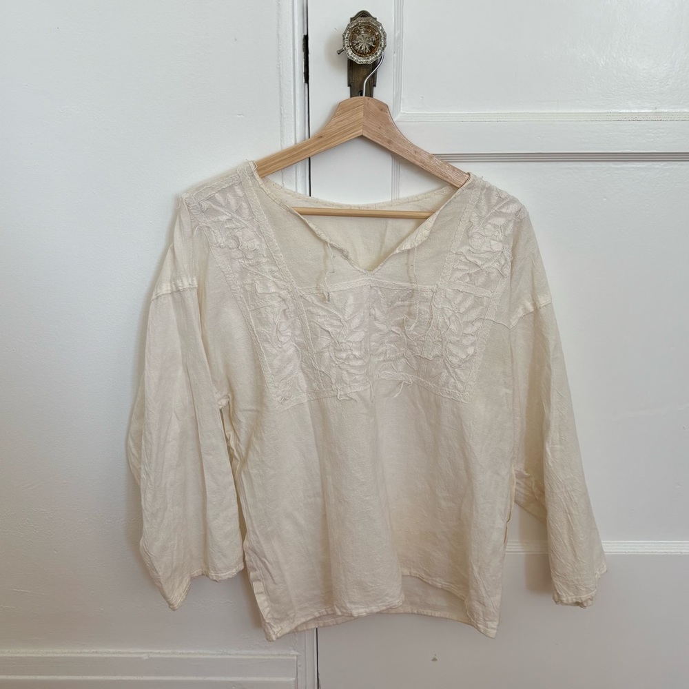 Vintage Embroidered Cream Women's Top - Picture 5 of 12